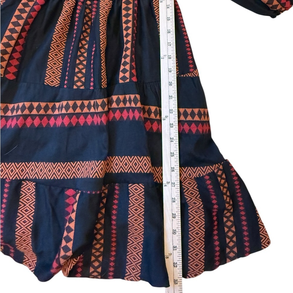 Sofia Cabo Mini Dress Long Sleeves Jacquard Woven Fabric Smocked Fall One Size - Picture 4 of 9